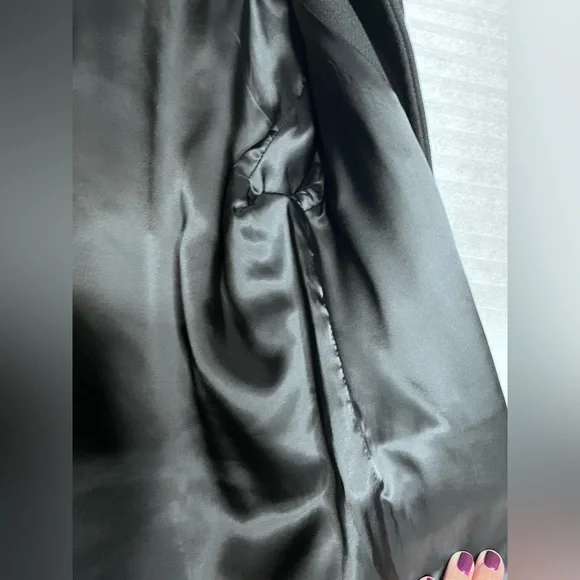 H&M short wool-blend coat women size 4 black long sleeve lined - Picture 9 of 14